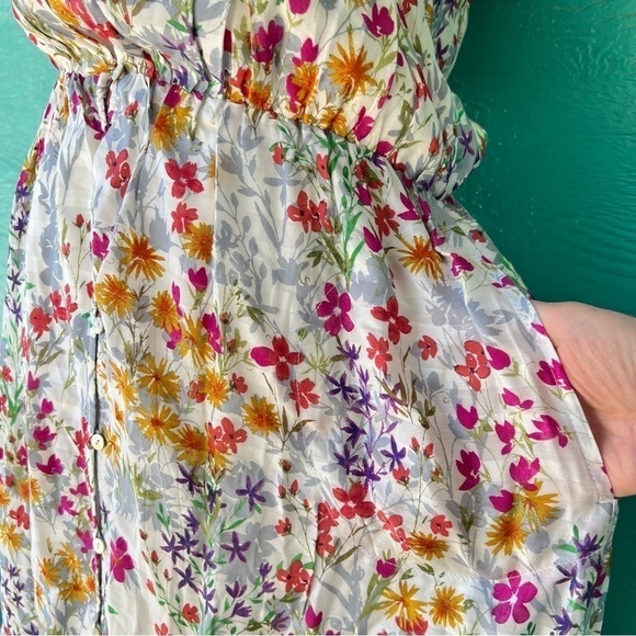 J.JILL SUMMER GARDEN FAIRY FLORAL RUFFLE SLEEVELESS MAXI DRESS SIZE MEDIUM NWT - Picture 9 of 12